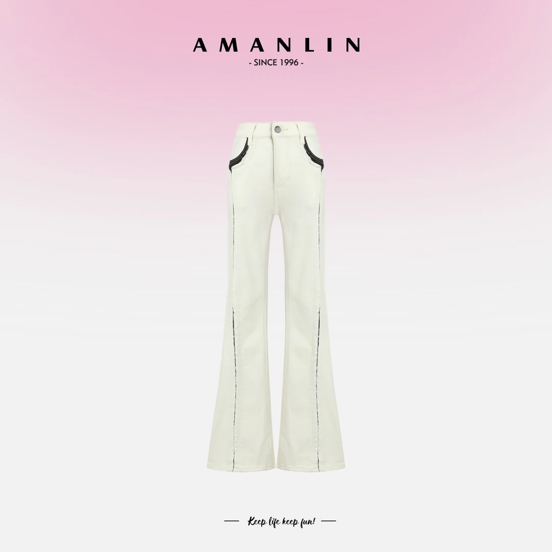 秋季新款高腰小众设计感微喇弹力牛仔裤女L591301