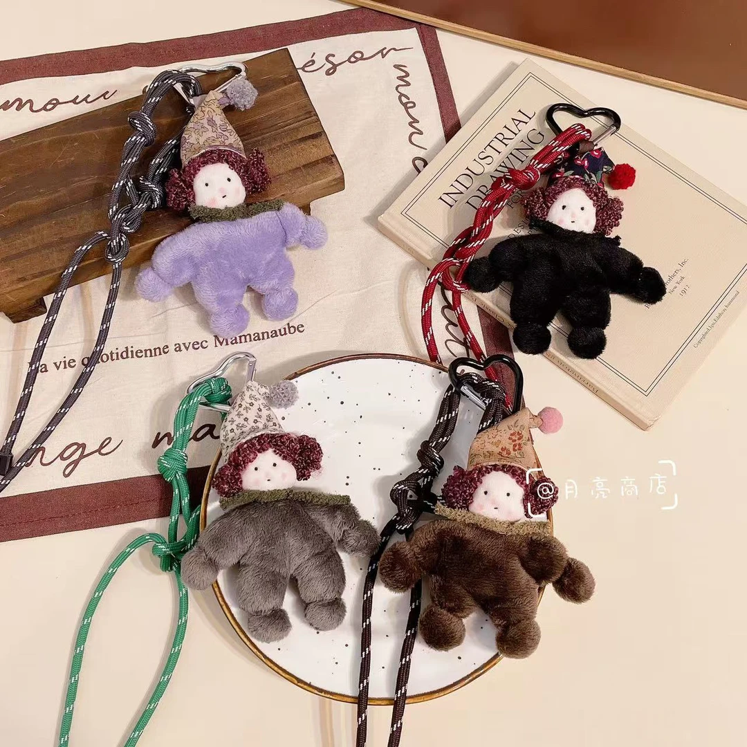 XS-0525秋冬新款可爱毛绒绒卷毛胖娃娃发绳包包挂件挂饰布艺发饰