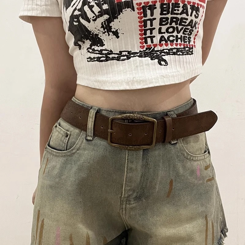 古着vintage复古棕色腰带女2023新款波西米亚民族风皮带小众设计