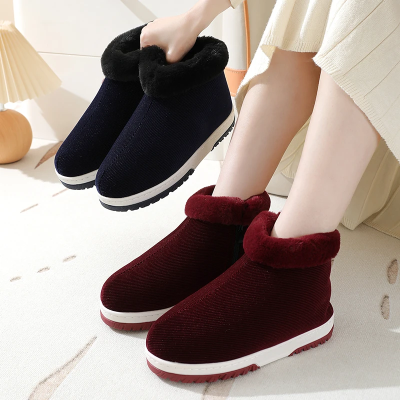 高邦包跟厚底棉拖鞋女冬季防滑室内家居加绒丝绵保暖外穿棉鞋