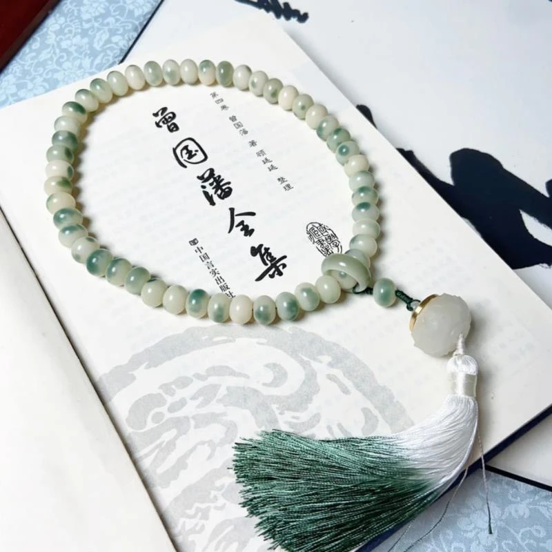 正品【青山见我】半山半水正品飘花阴皮菩提根手串手持