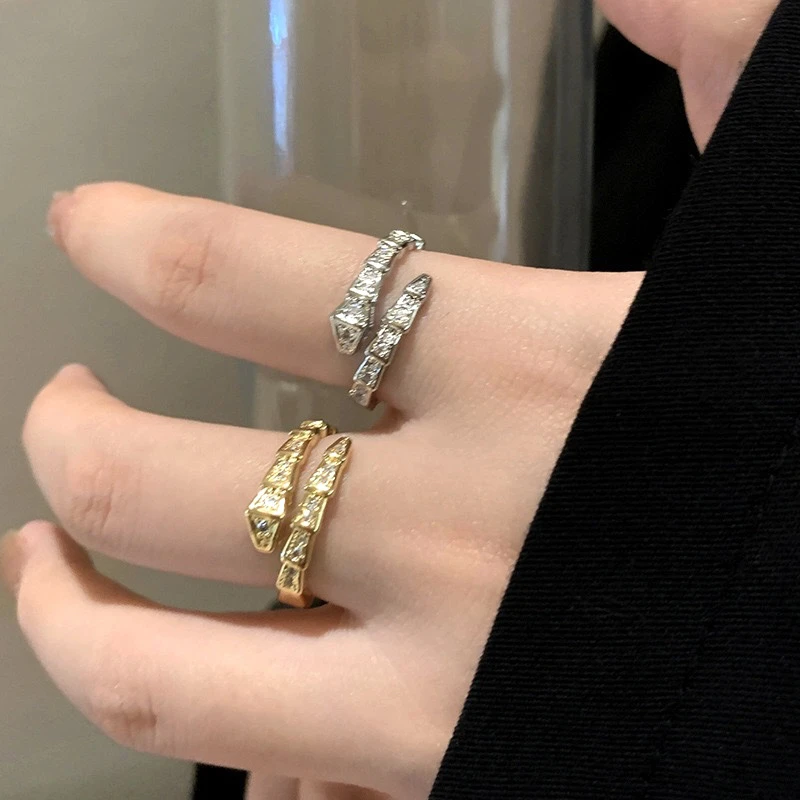 铜合金戒指 网红本命年小众满天星开口戒指女款轻奢情侣手镯指环