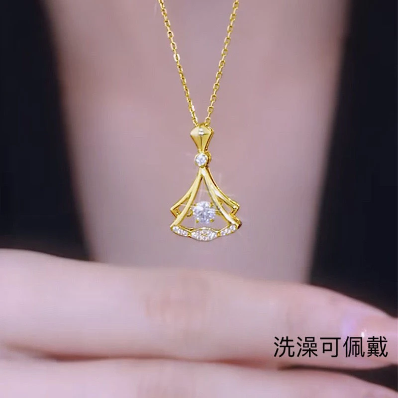 钛钢项链 镶嵌百搭灵动扇形项链女轻奢精致设计感吊坠ing锁骨链