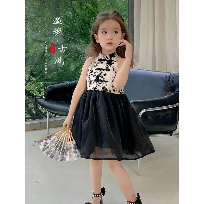 女童夏装连衣裙2024新款气质旗袍裙女宝宝时尚新中式国风复古裙子