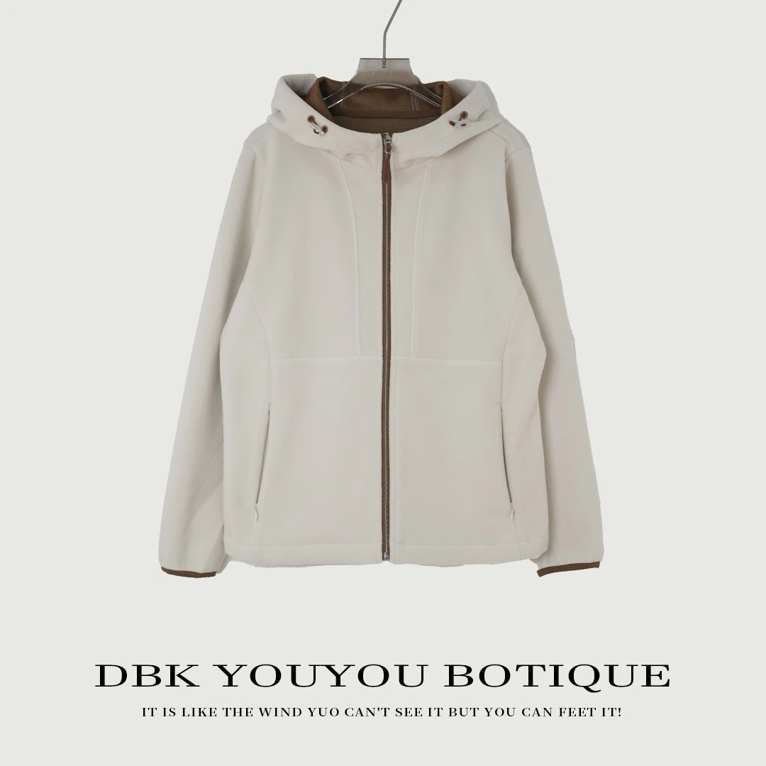 摇粒绒外套/IMAN休闲撞色双面保暖连帽外套