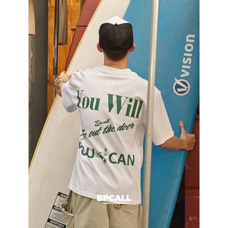 传呼社群bpc特别线 机车滑板印花 廓形风格宽松纯棉基础款T恤