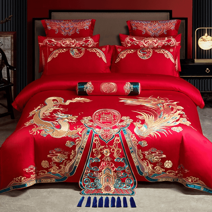 轻奢精品2023新款婚被大红色大红婚庆欧式四件套多件结婚喜被套