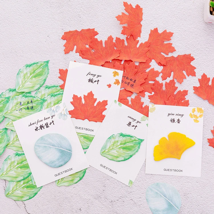 仿真叶子记事贴n次贴留言贴装饰可粘性可爱创意树叶便利贴便签纸