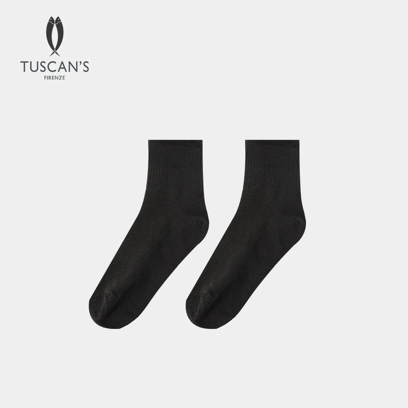 TUSCAN'S CREATIONS纯色薄款透气4双装柔软透气中筒袜时代双鱼