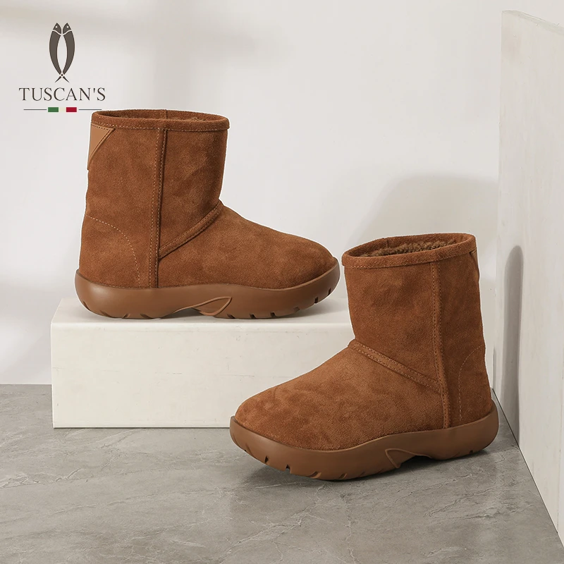 TUSCAN'S中筒雪地靴加绒厚底保暖简约靴子时尚秋冬款TS时代双鱼