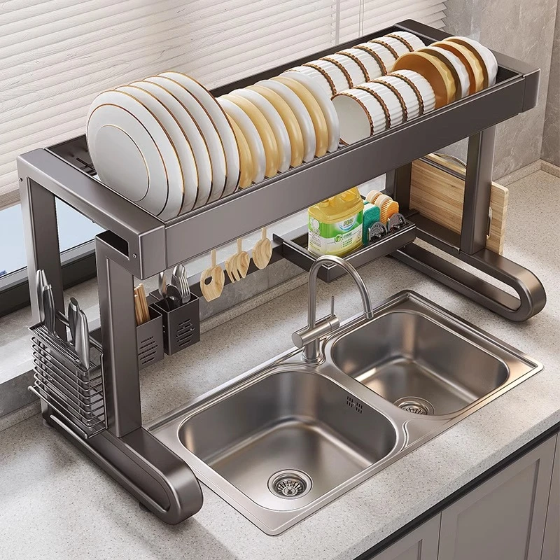 厨房沥水架水槽枪灰置物架家用放碗碟碗盘分层收纳多功能家用碗架