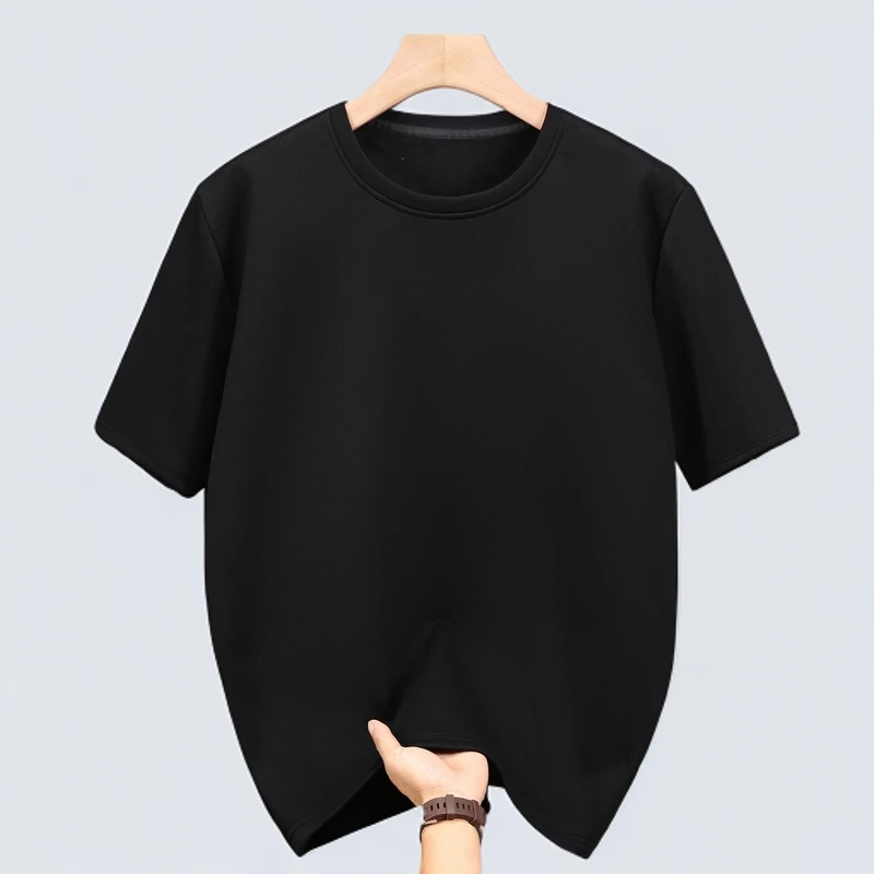 冬季大码加绒短袖T恤加绒加厚纯色打底衫男士内搭半袖保暖内衣