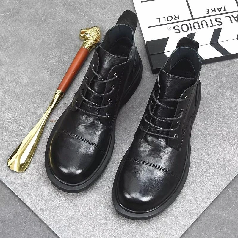 马丁靴男款夏季2025新款加绒保暖休闲皮鞋男士中帮切尔西靴子