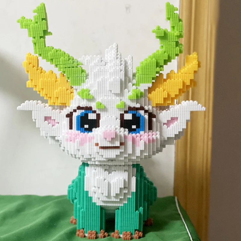 2024龙年积木山海经萌龙益智拼装玩具装饰新年礼物摆件奥特曼灰色