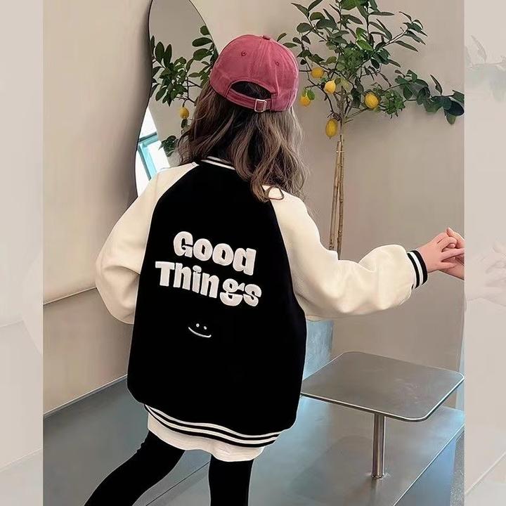 男女童同款2024春秋季新款字母棒球服外套