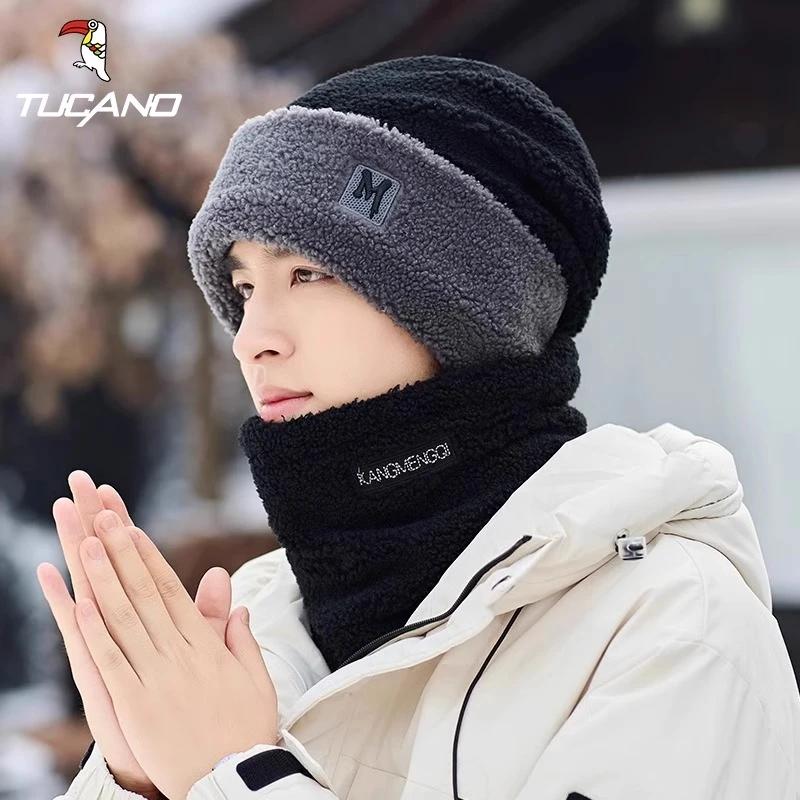 帽子男士2024冬季加厚保暖护颈围脖毛绒帽加绒防寒骑车防风套头帽