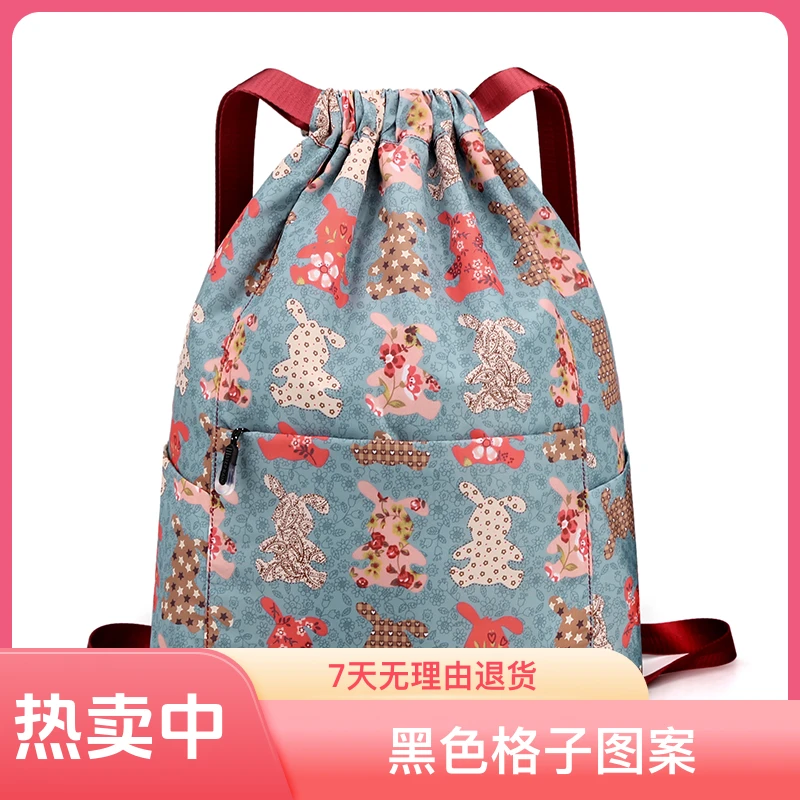 新款运动休闲日常格子百搭多功能印花轻便双肩包女时尚超轻韩版