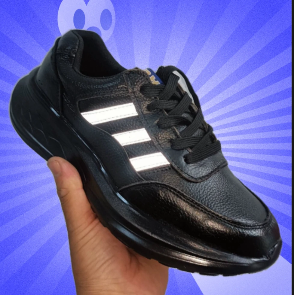 头层牛皮运动鞋耐穿耐磨高弹实心底软牛皮鞋男士不臭脚