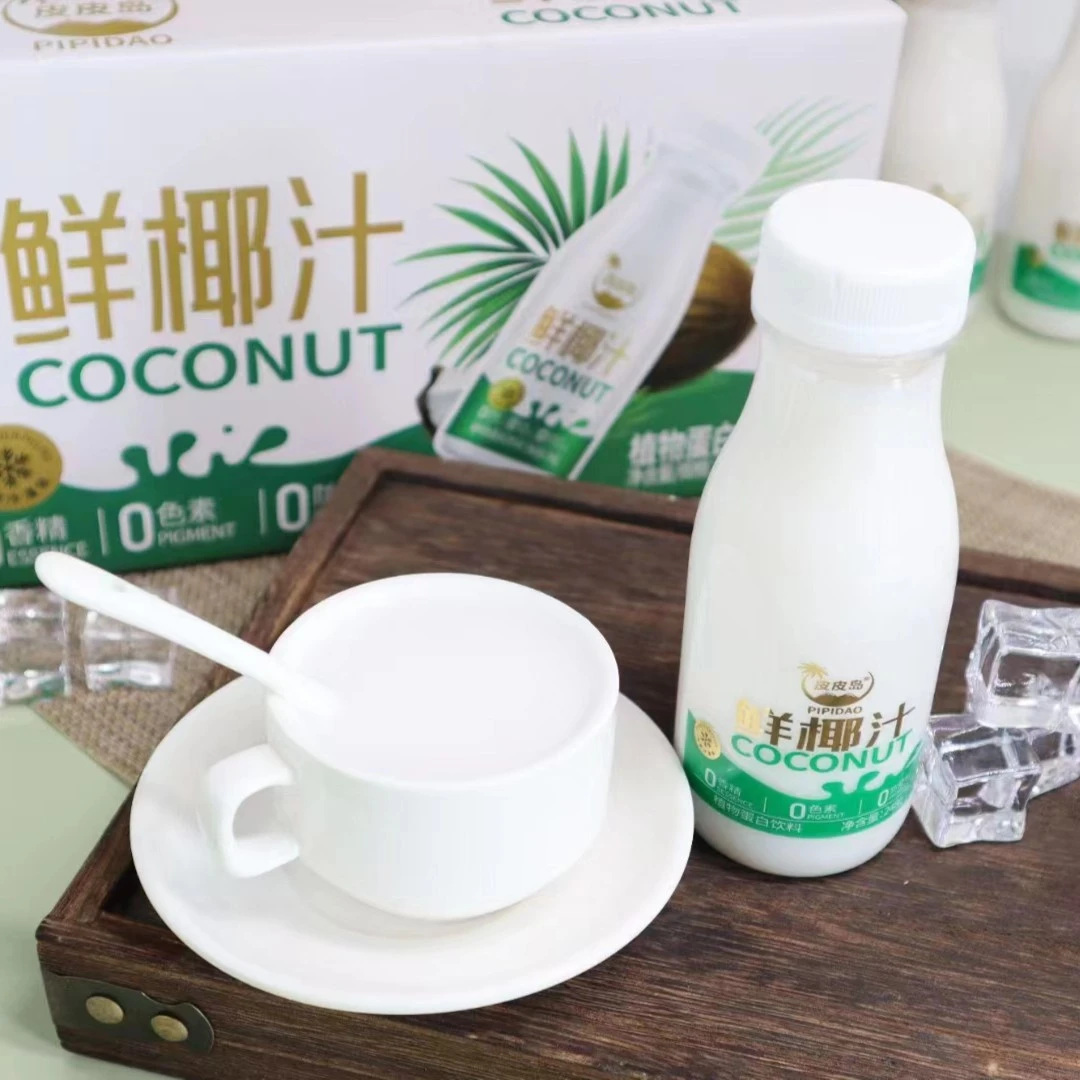 【整箱10瓶】无菌冷灌生产线鲜椰汁添加椰子水皮皮岛植物蛋白一口足