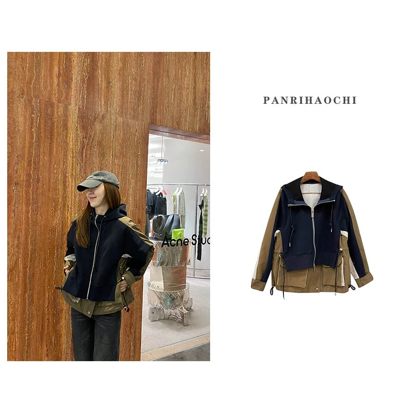 PANPAN “解构主义”私服自制拼接连帽拼色外套