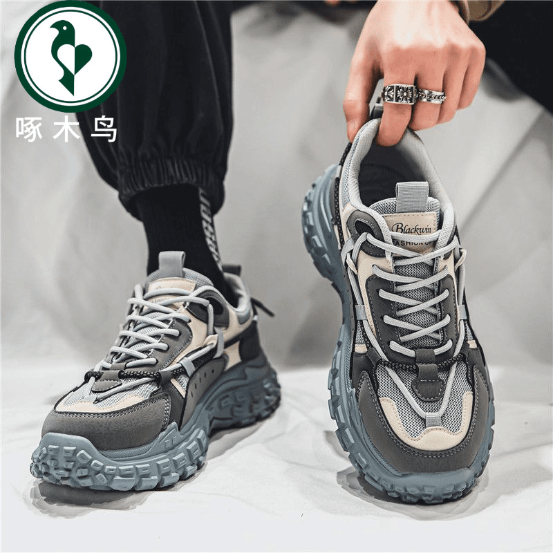 【啄木鸟】2024新款春秋男鞋运动工地耐磨耐穿厚底工作百搭老爹潮