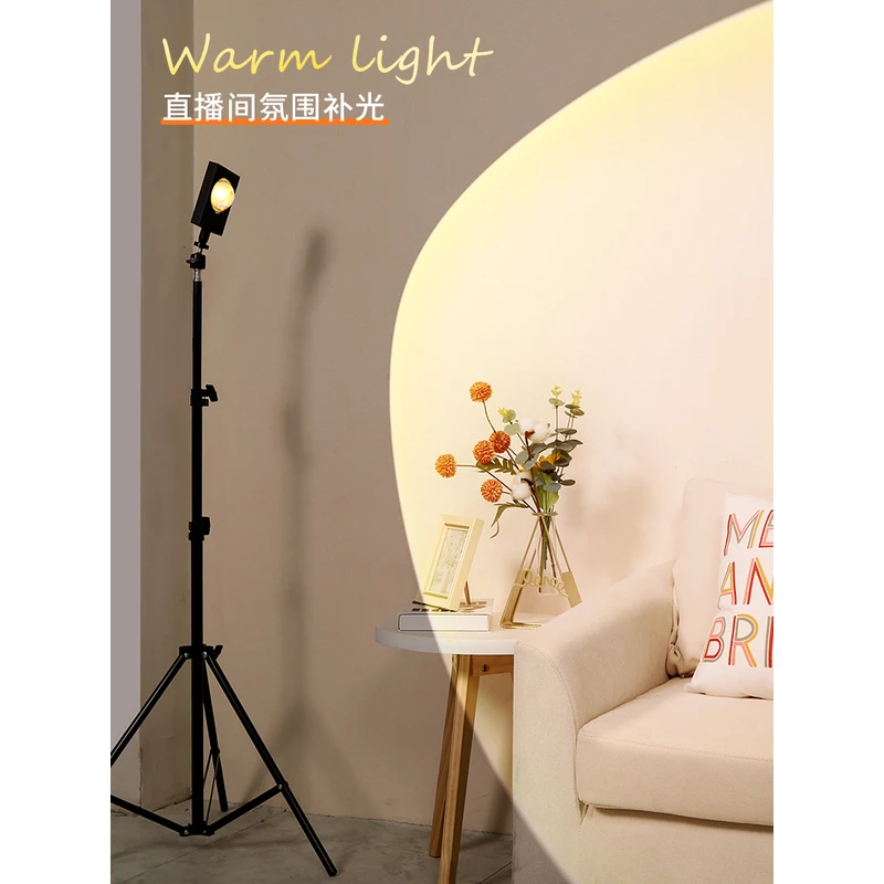 网红直播间背景氛围灯逆光白色落日夕阳灯主播背后发丝轮廓补光灯