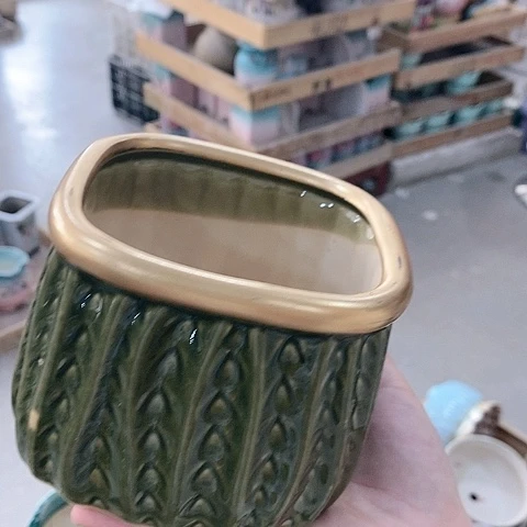陶瓷20CM以下D80绿色方盆