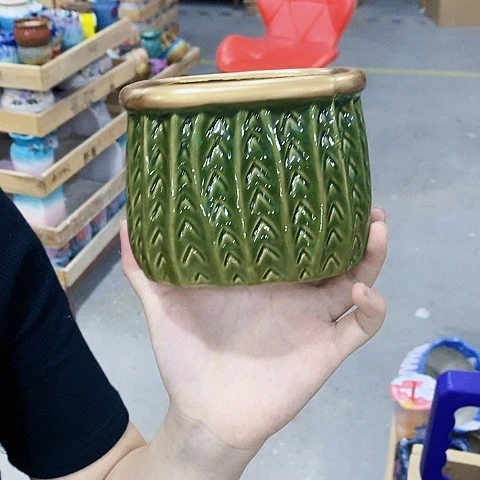 陶瓷20CM以下D80绿色方盆