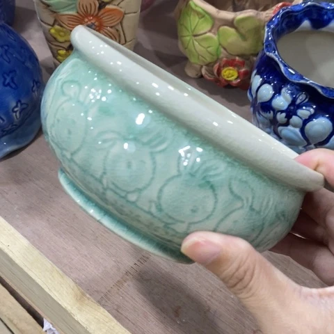 陶瓷20CM以下绿色兔子拼盘