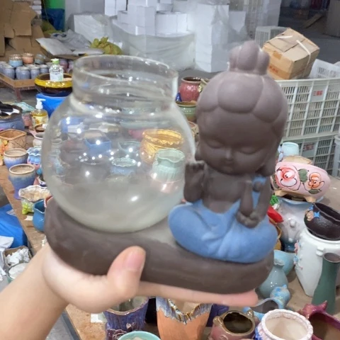 陶瓷20CM以下水培蓝色和尚