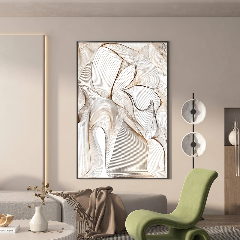 现代简约抽象线条客厅装饰画轻奢走廊过道壁画艺术玄关背景墙画