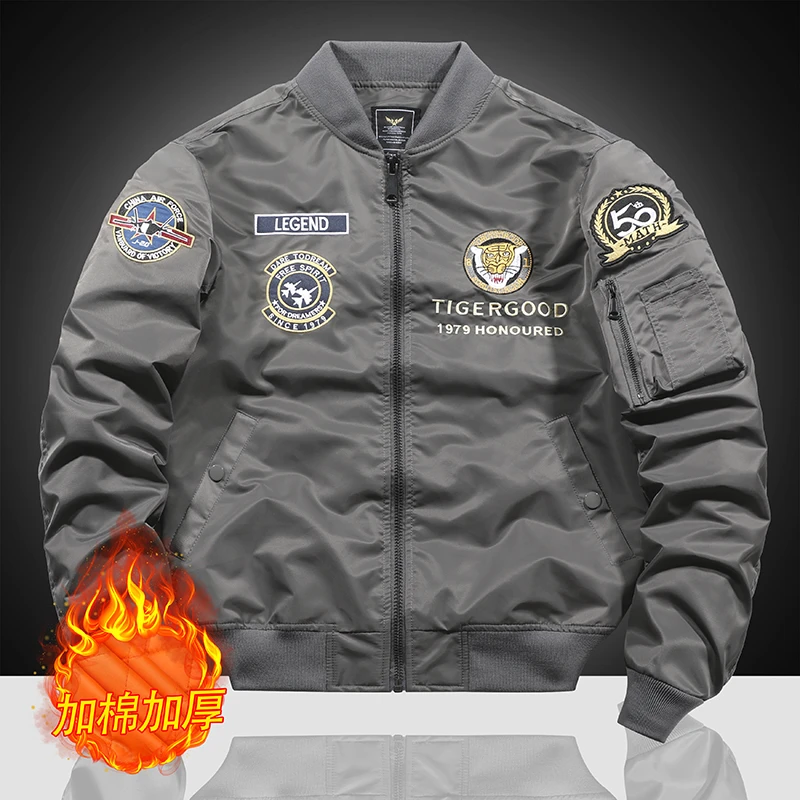 高端 美式工装MA1飞行员棒球服男棉衣夹克加厚外套秋冬季复古刺绣