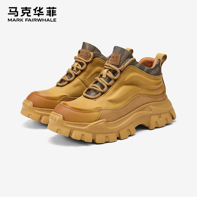 马克华菲马丁靴男女工装靴2024新款秋季情侣黑色真皮短靴男士靴子