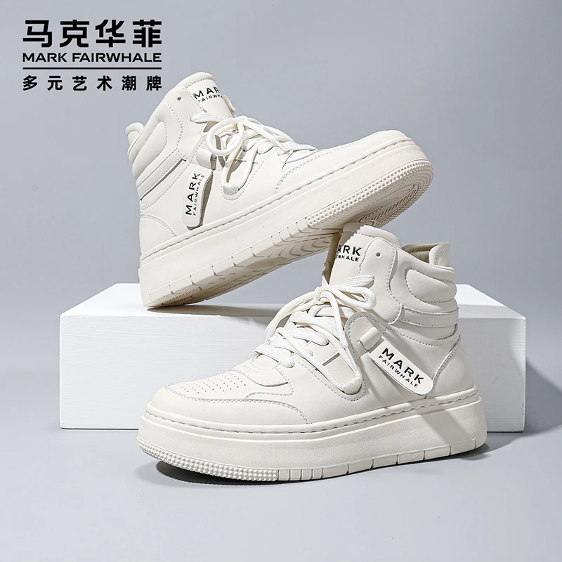 马克华菲男鞋2024新款厚底运动鞋高帮潮流鞋子冬季增高休闲板鞋男