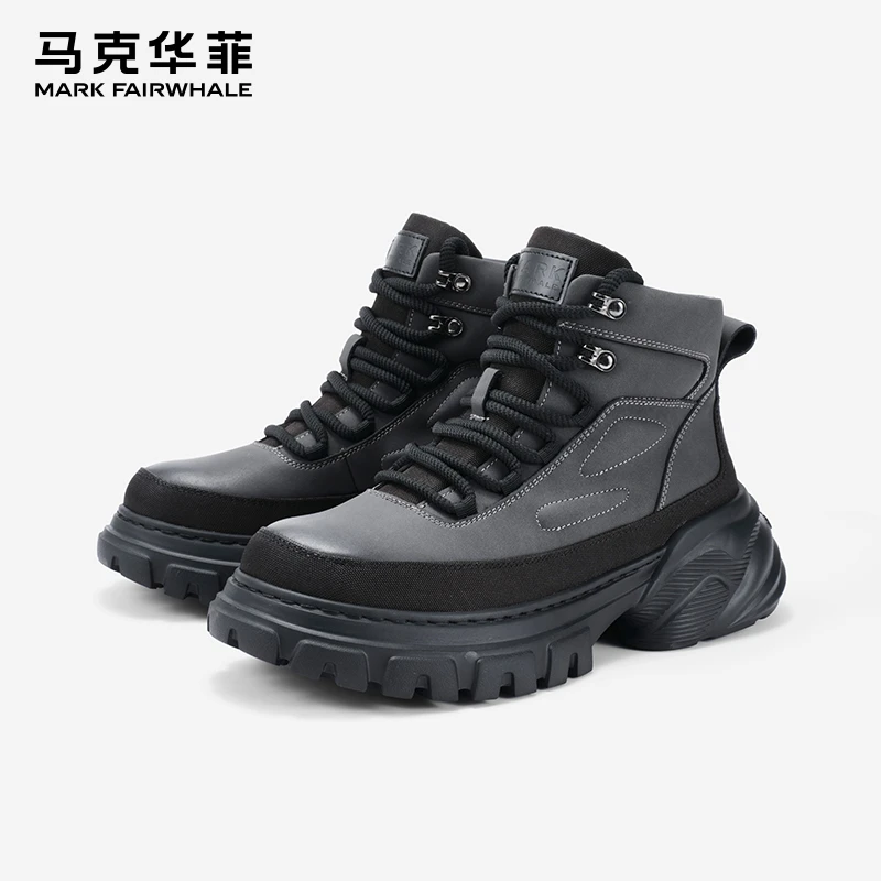 马克华菲户外登山男鞋复古徒步工装靴子厚底高帮休闲潮鞋子马丁靴