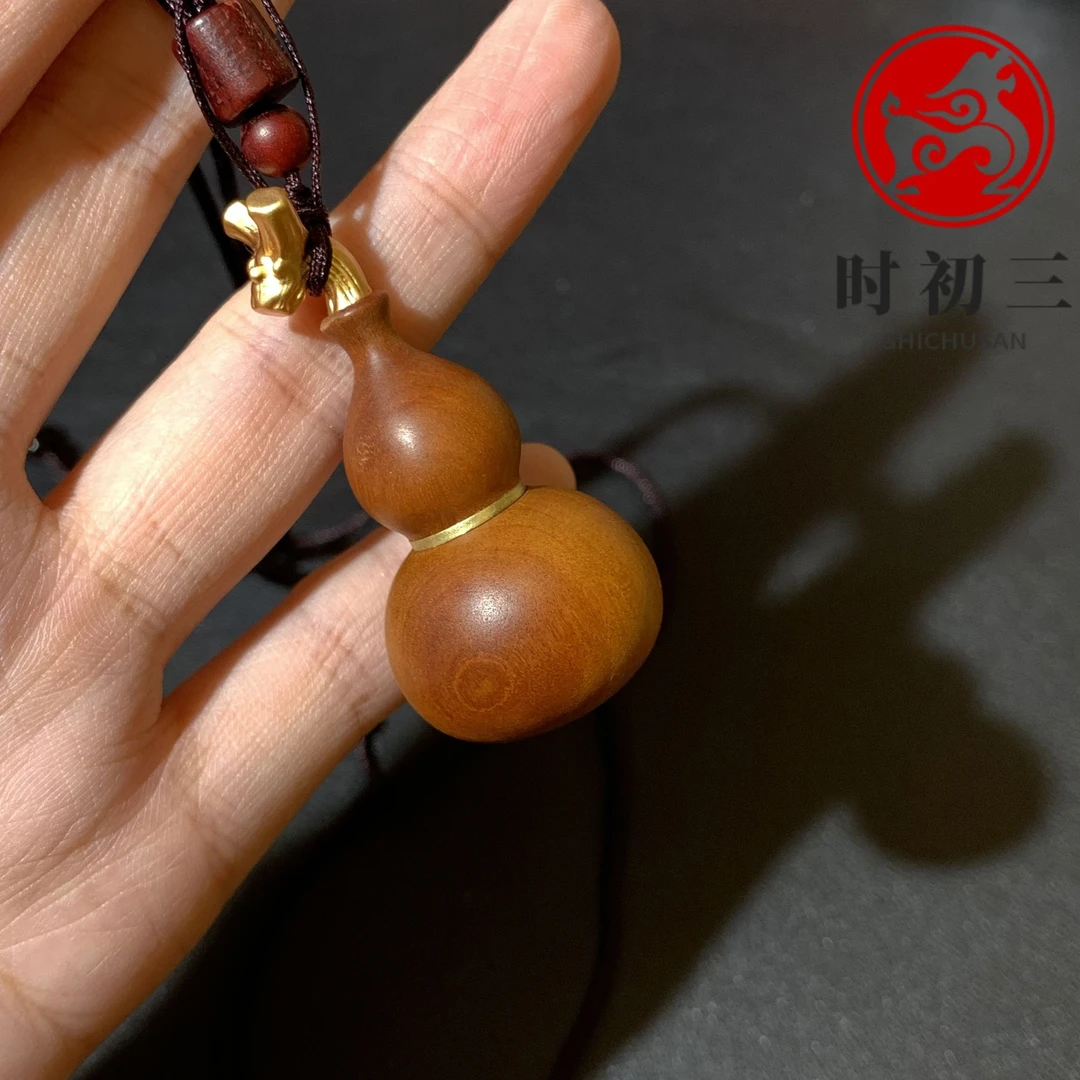 【时初三全真道文创】手工装藏十二味枣木龙头葫芦吊坠