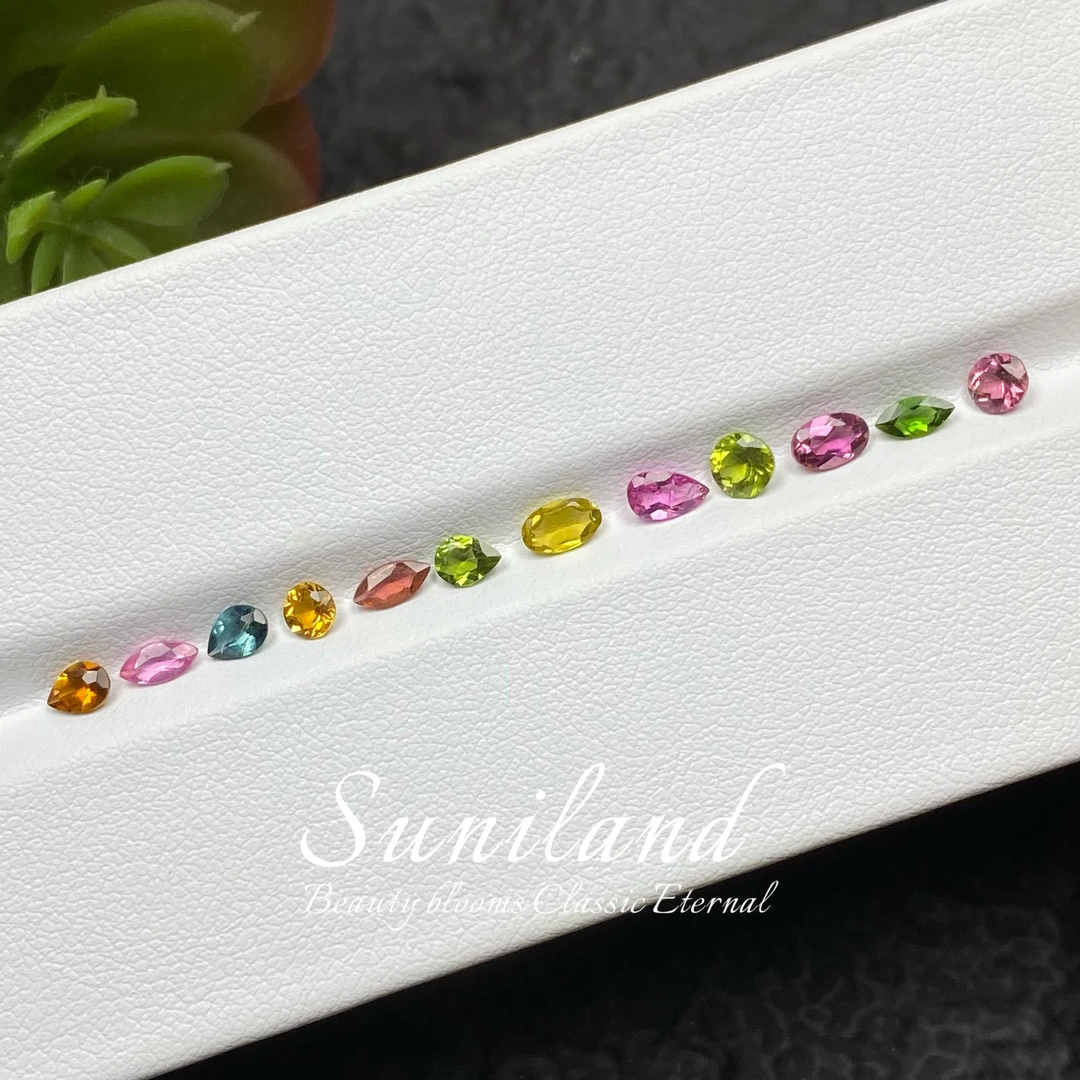 G364-FW-一组12颗共2.05ct彩色碧玺多形状