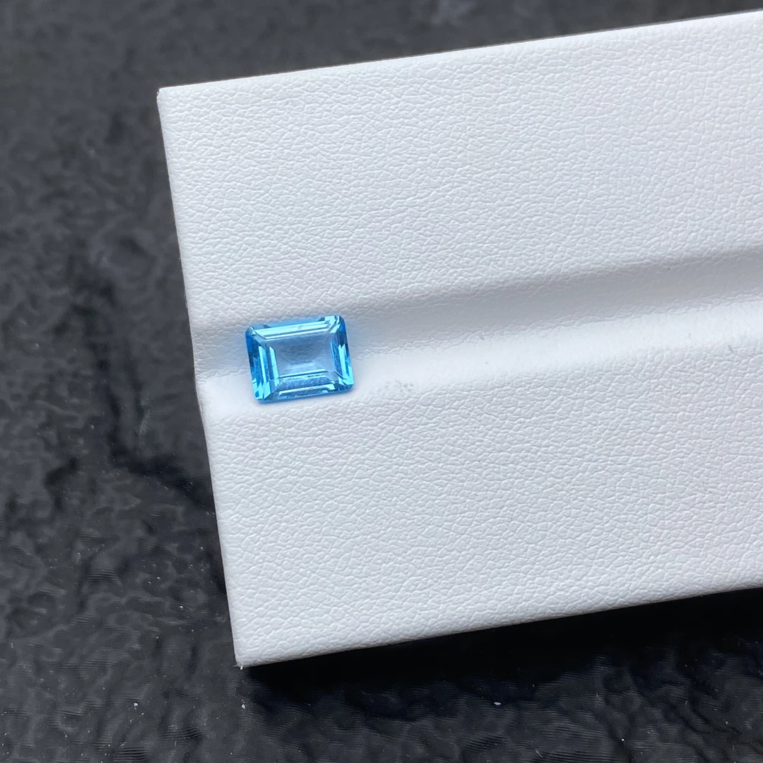 福利#0628–1.50ct以上P/天然托帕石瑞士蓝八角精切干净满火彩