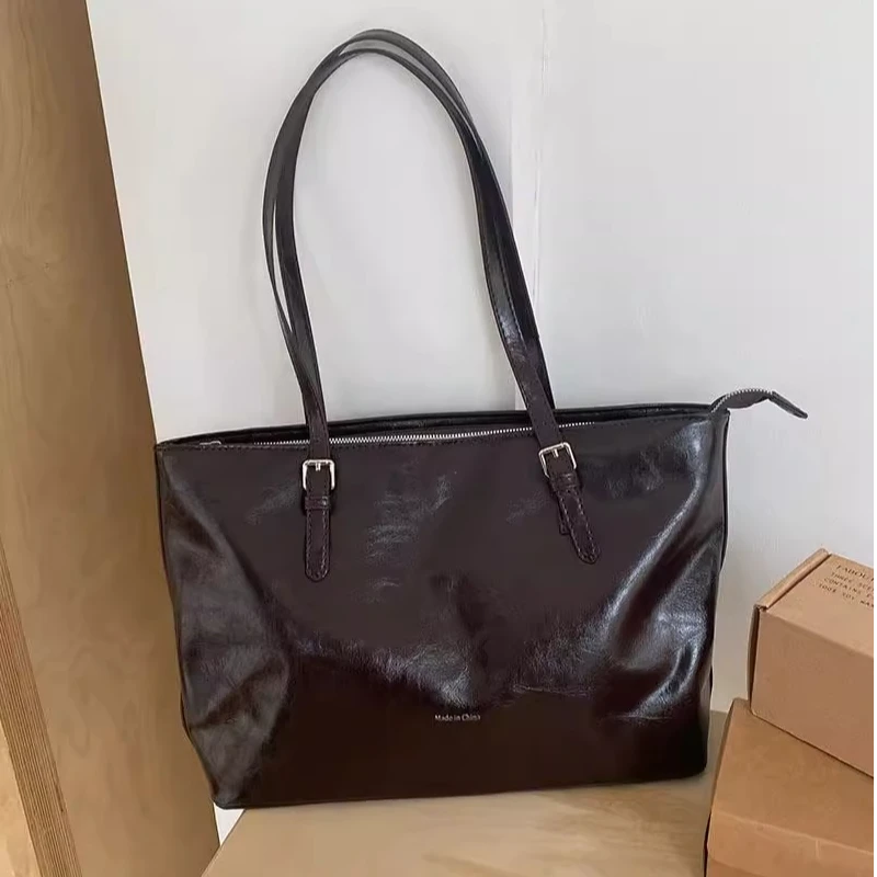 小众高级感复古大容量通勤百搭托特包腋下包简约拉链单肩大包包女