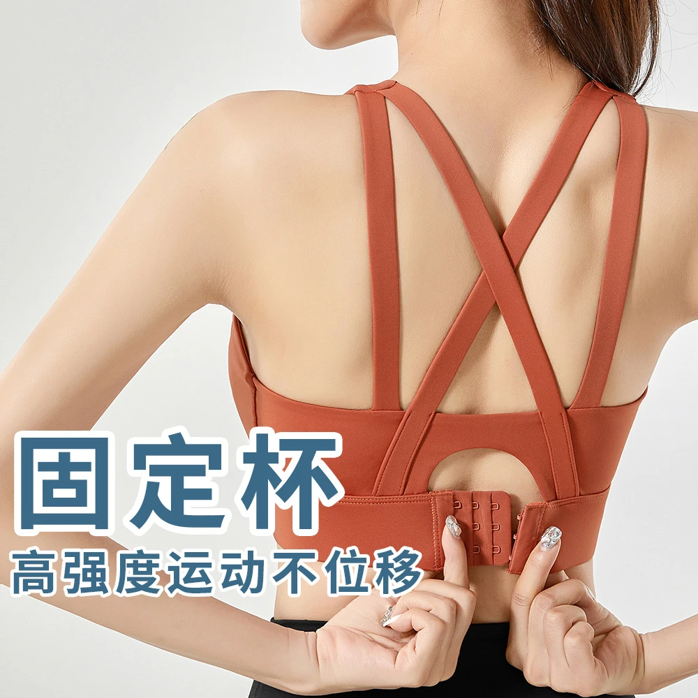 运动内衣女速干高强度背一体式专固定胸垫震跑步文胸瑜伽健身背心