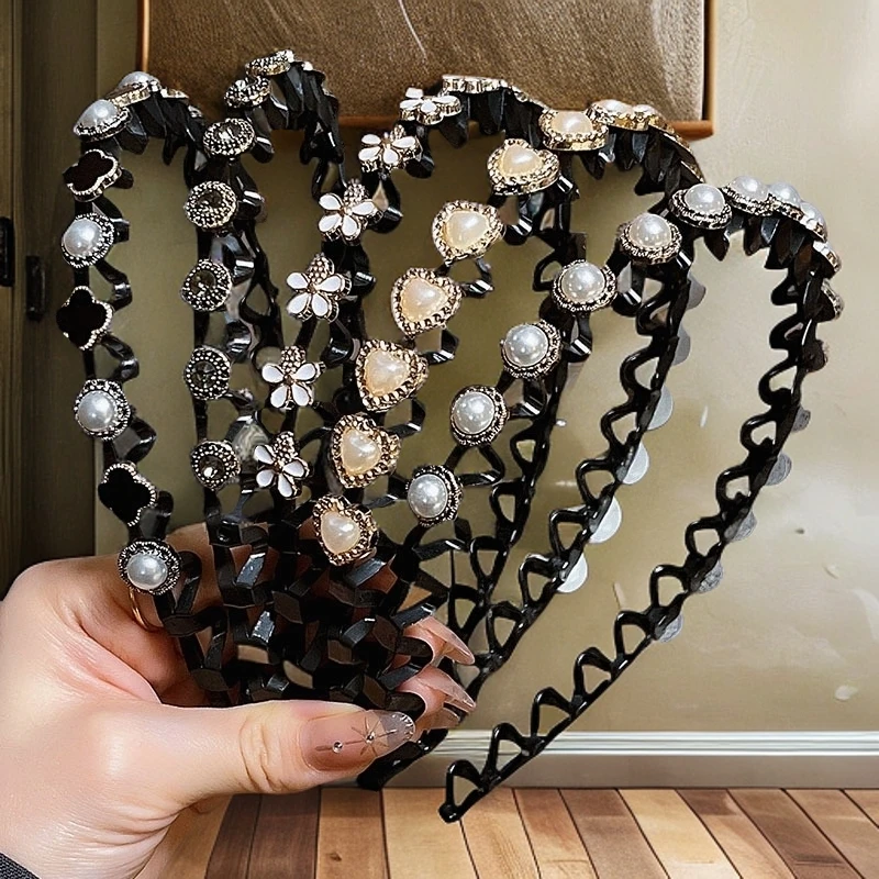 碎发整理神器时尚气质压发发箍网红女洗脸头箍珍珠压发波浪发卡款