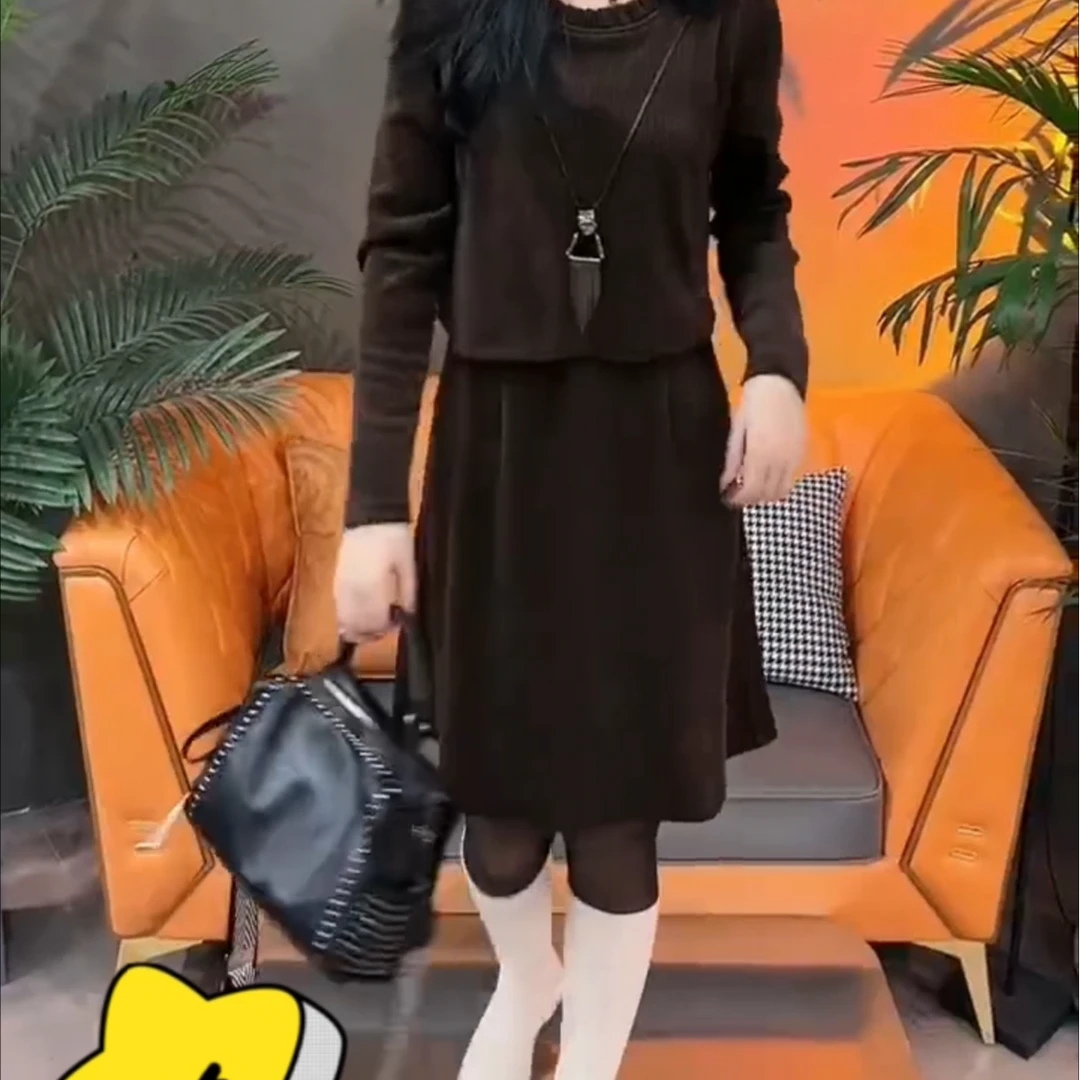 2025年秋冬新款时尚百搭显瘦韩版连衣裙女y78