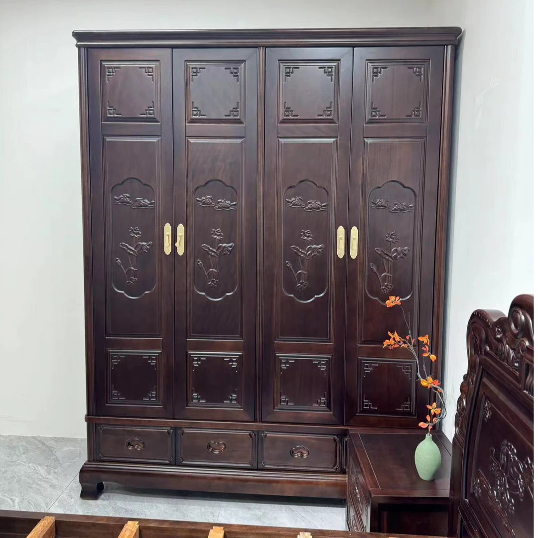 四门六门衣柜南美檀木全实木雕花古典
