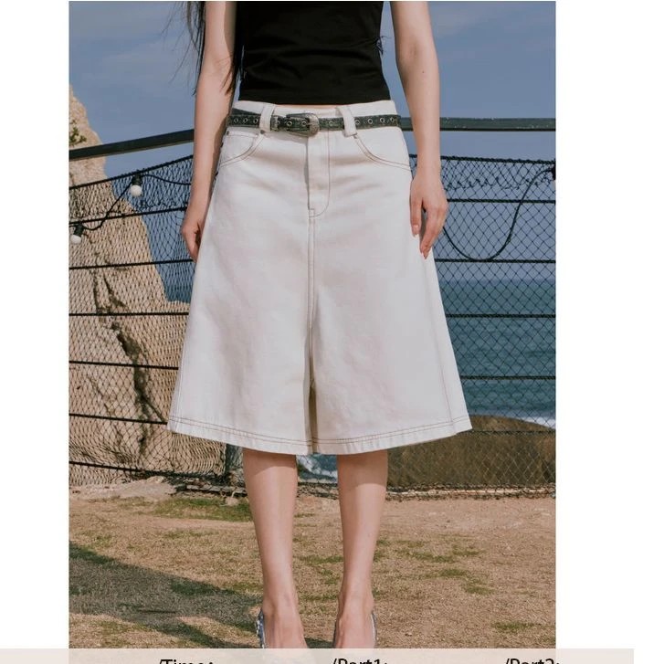 出逃赤岗西出逃赤岗西原创白色廓形短裤夏季显瘦直筒宽松五分裤
