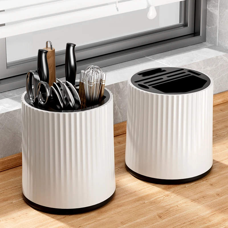 厨房旋转刀架置物架台面多功能筷子筒刀架收纳盒家用菜刀架子优品