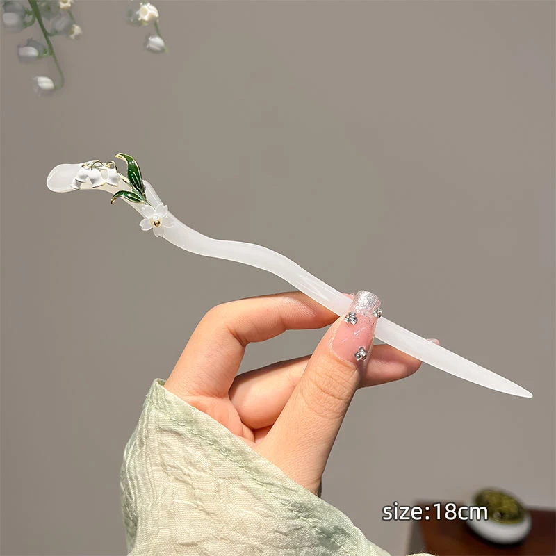 发簪子气质后脑勺盘配旗袍汉服发钗子头饰国风超仙铃兰花优品