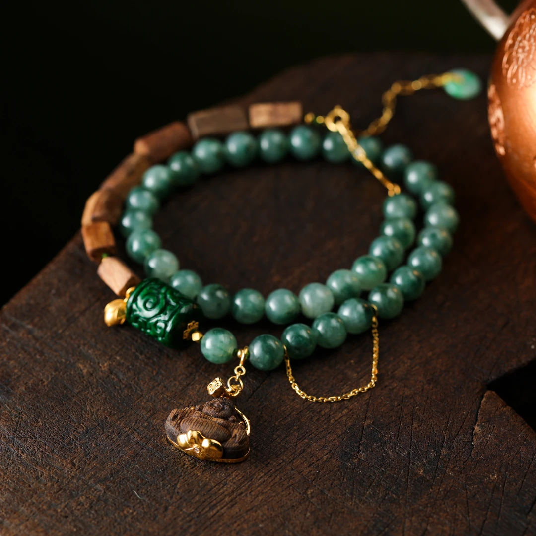 【意婵】《观乐香》天然典藏级九九分棋楠沉香双圈雕佛-900268