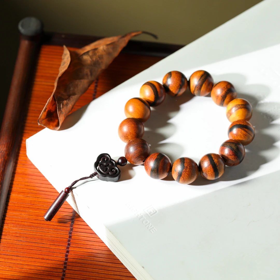 非金属木质手链 【意婵】天然高品“花奇”古朴单圈手串-908019
