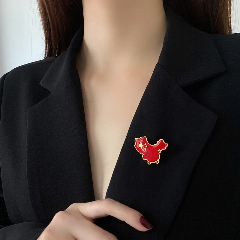合金胸针 中国五星红旗地图国庆可爱女爱心别针西装毛衣配饰徽章