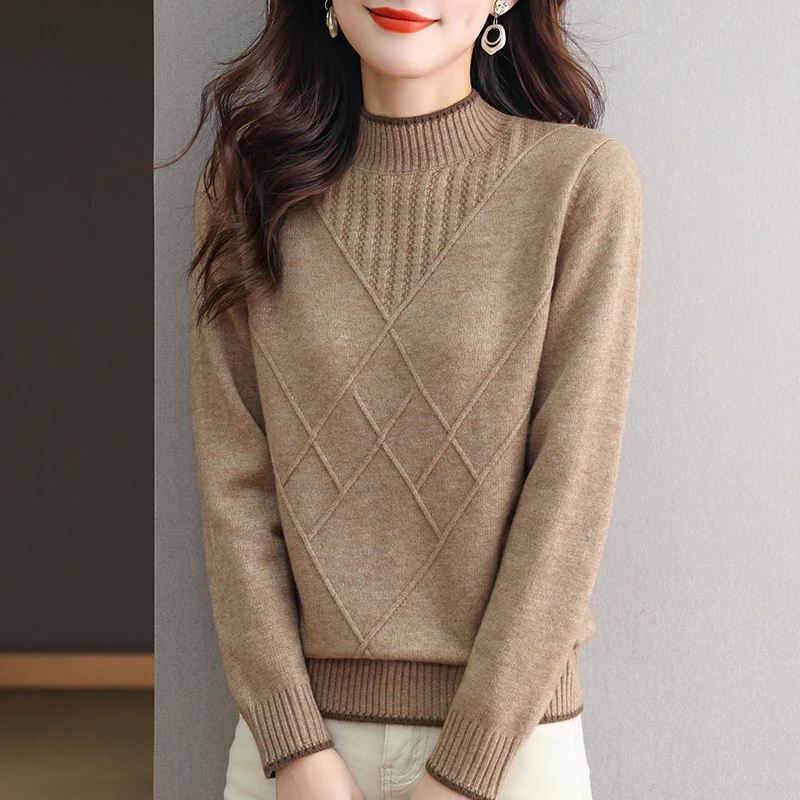 半高领打底衫女士内搭秋冬季2023年新款爆款针织上衣妈妈短款毛衣